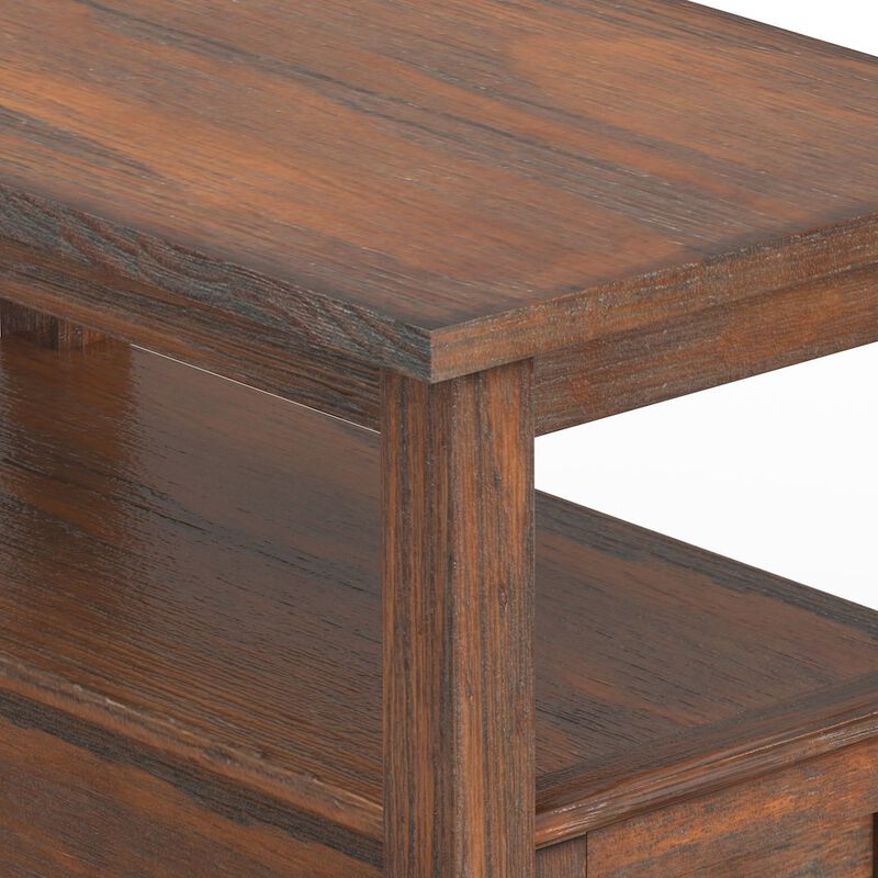 Simpli Home Warm Shaker Solid Wood Narrow Side Table In Distressed Charcoal Brown