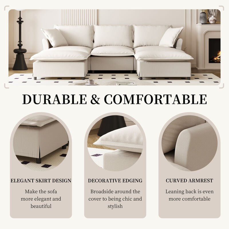 Merax Chenille Sectional Sofa with Ottoman