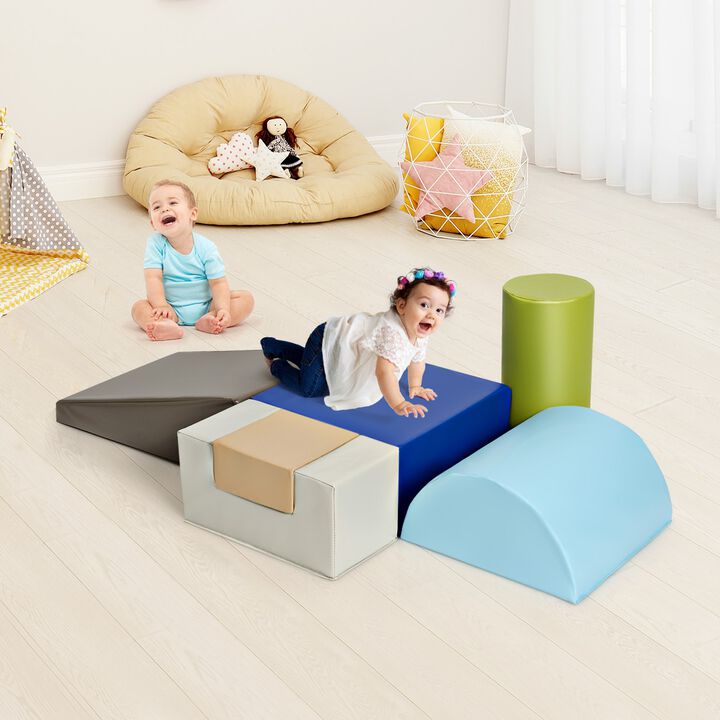 6 Piece Climb Crawl Play Set Indoor Baby Toddler-Grey