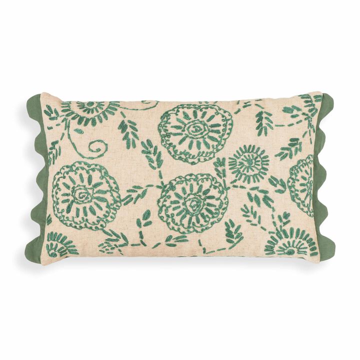Portia Orange Embroidered Cotton Flex 20" x 12" Accent Cushion