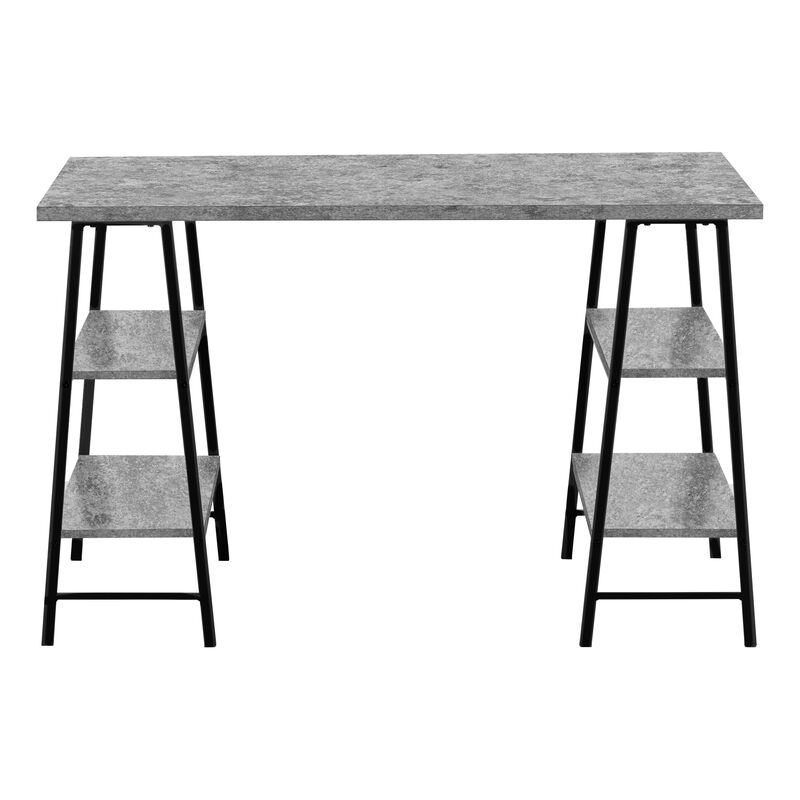 Monarch Specialties I 7526 Computer Desk, Home Office, Laptop, Storage Shelves, 48"L, Work, Metal, Laminate, Grey, Black, Contemporary, Modern