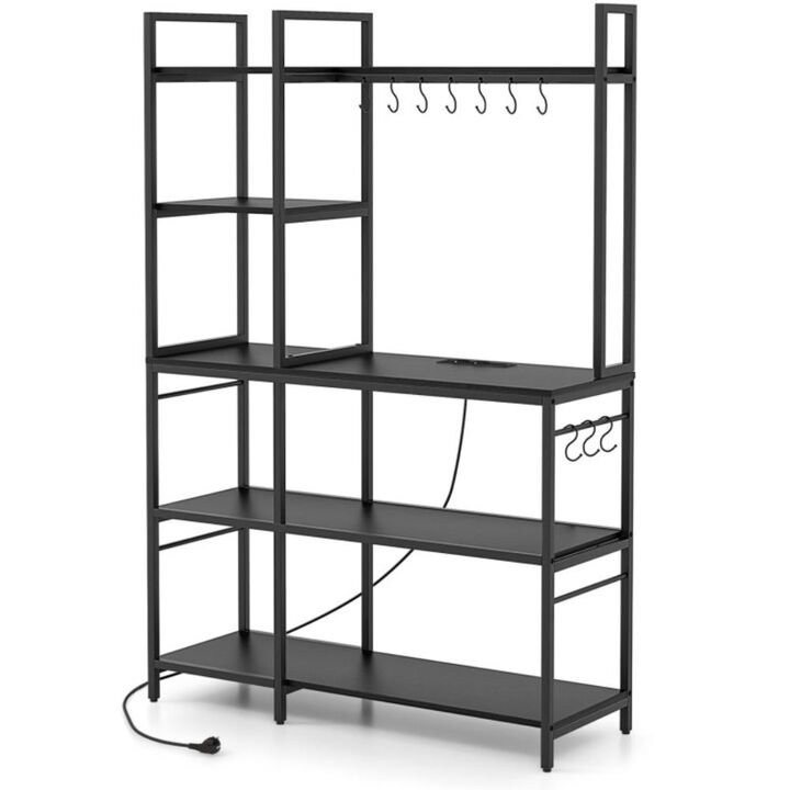 Hivvago 5-Tier Bakers Rack with Power Outlets and 10 S-Shaped Hooks