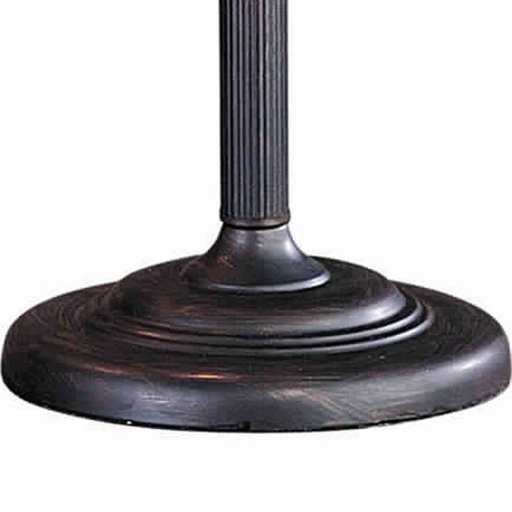 Metal Body Swing Arm Table Lamp with Conical Mica Shade, Bronze-Benzara