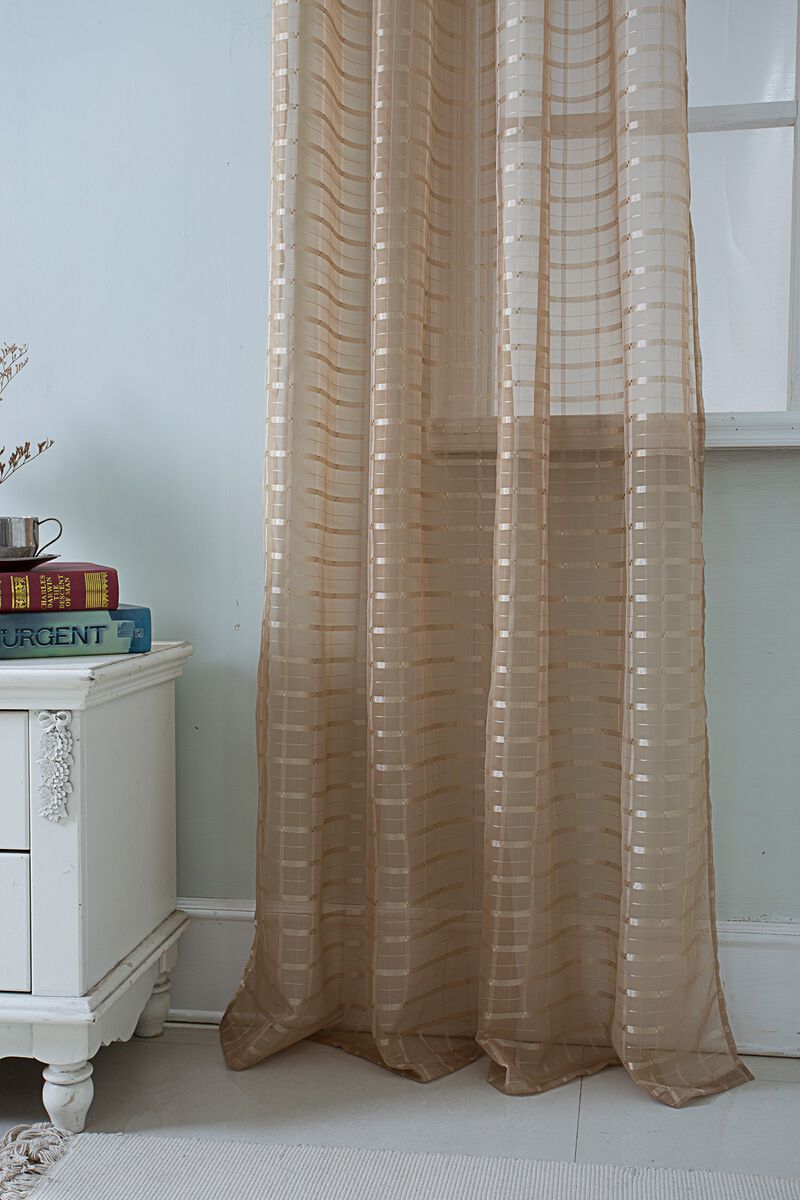 Olivia Gray Wanda Box Voile Grommet Panel - Machine Washable Polyester Curtain Panels with 8 Shiny Silver Grommets