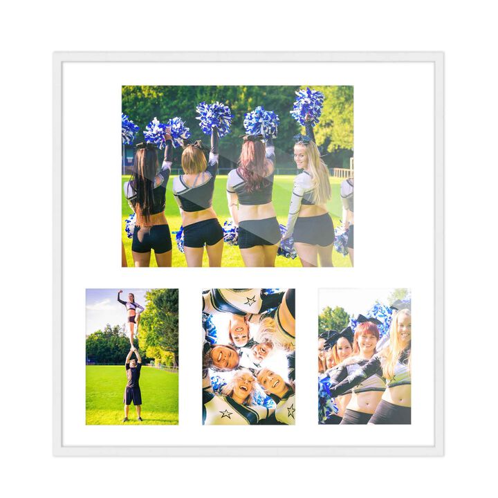 14.5x16 Wood Collage Frame with a White Mat for 8x10 & 4x6 Pictures