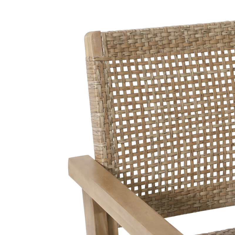 Merax Outdoor Wicker and Acacia Wood Club Chairs 2 PCS