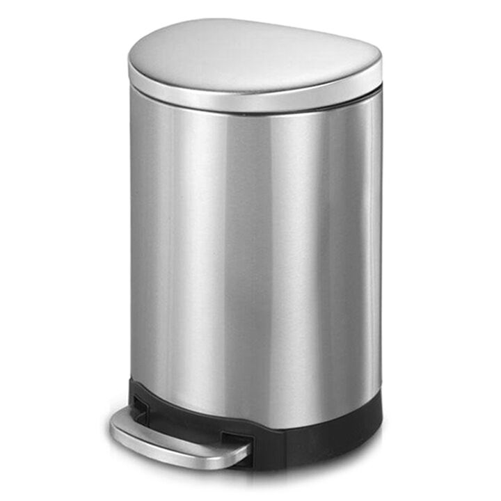 10.6 Gallon Step-On Stainless Steel Wastebasket with Lid