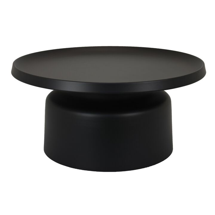 Ricca Plant Stand Table, Black Metal, Round 29 Inch Top, Pedestal Base - Benzara