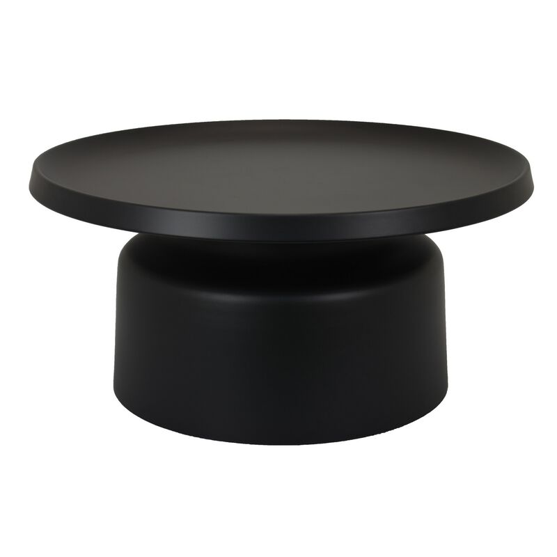 Ricca Plant Stand Table, Black Metal, Round 29 Inch Top, Pedestal Base - Benzara