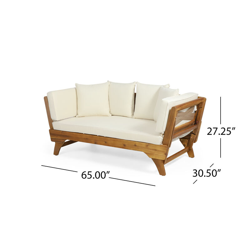 Merax Acacia Wood Patio Convertible Couch Sofa Bed