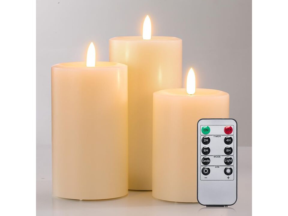 UNIVELA Flameless Candles Set of 3, Realistic Real Wax Top Flat