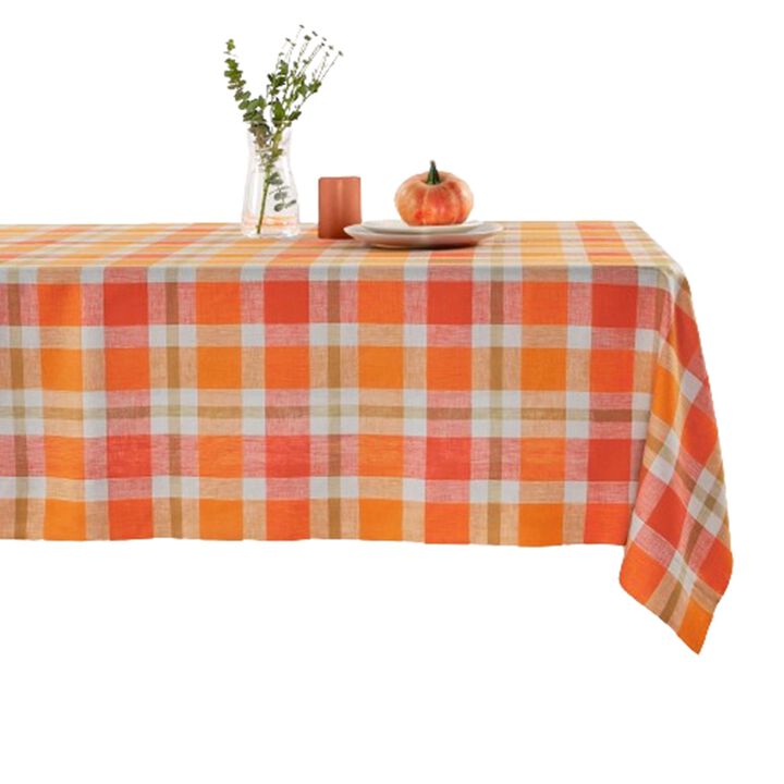 Solino Home 100% Pure Linen Tablecloth | Fall Buffalo Check