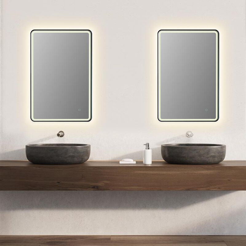 Altair Framed in Matt Black Modern Bathroom/Vanity LED Lighted Wall Mirror