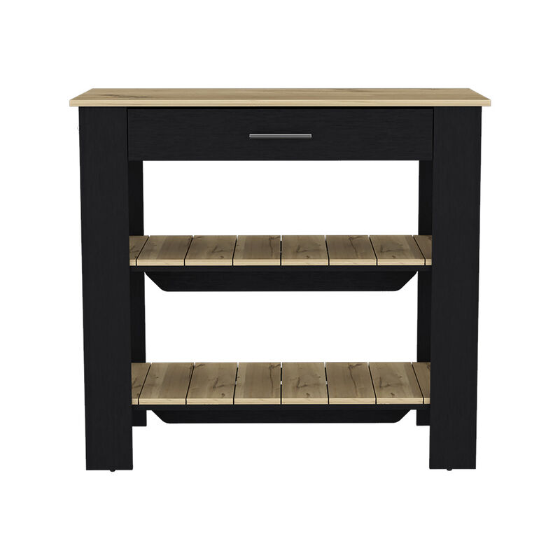 Kitchen Island 40 Inches Dozza, Kitchen, Black / Light Oak