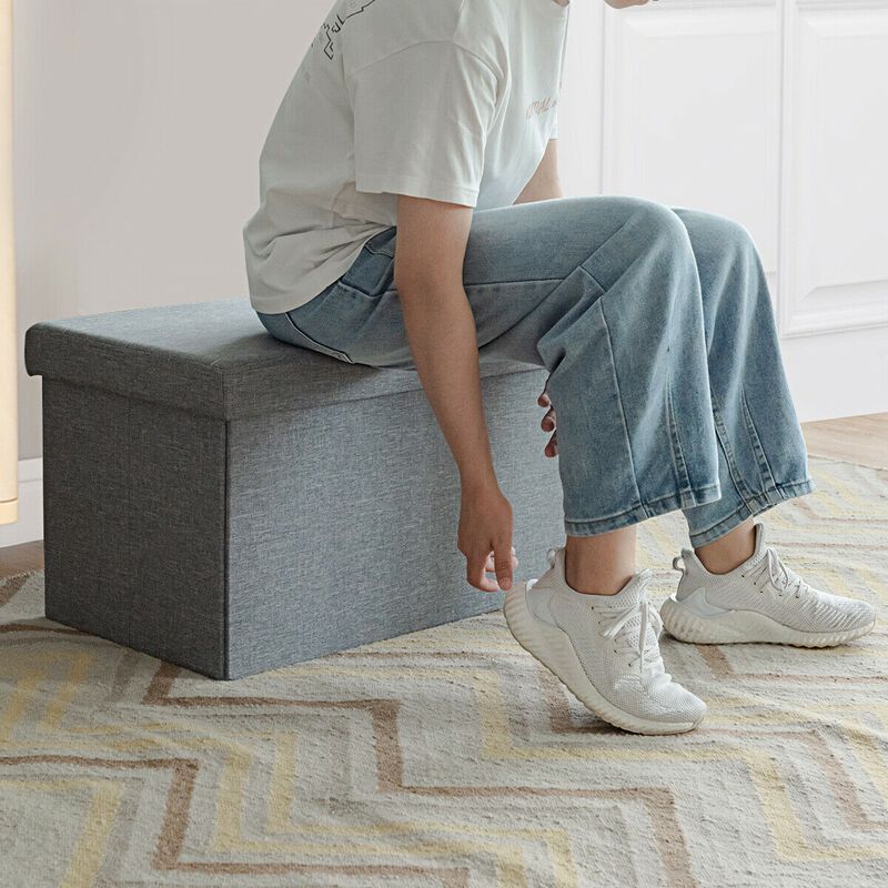 Folding Storage Ottoman with Lift Top