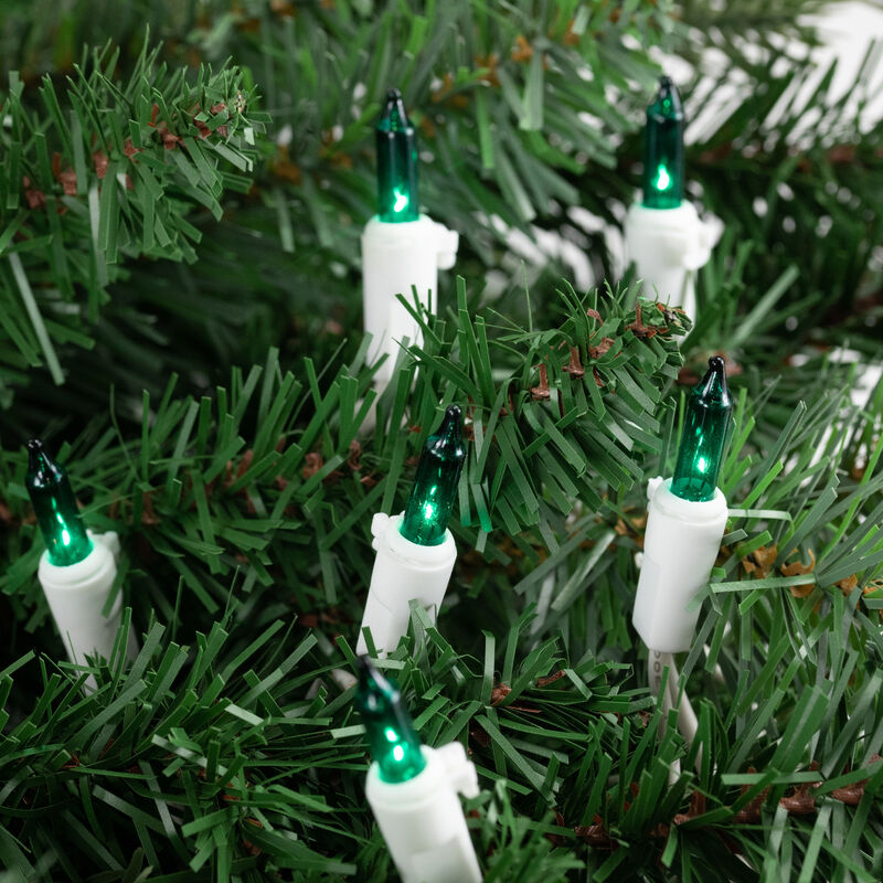 50 Count Teal Mini Christmas Light Set  24.5 ft White Wire