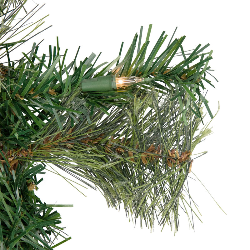 Pre-Lit Oregon Cashmere Pine Artificial Christmas Wreath  24-Inch  Clear Lights