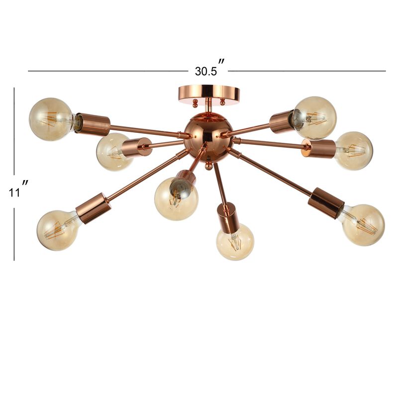 Copper 8-Light Sputnik Metal LED Flush-Mount