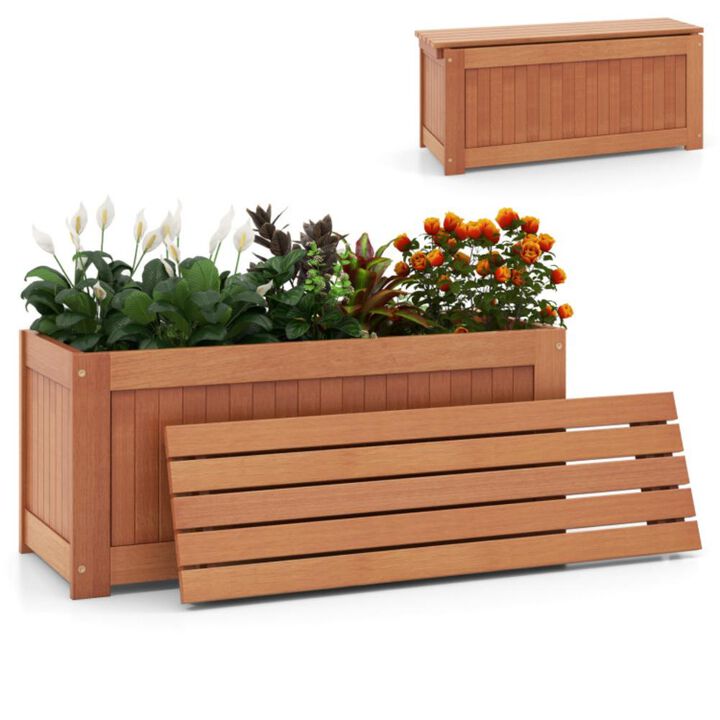 Hivvago Outdoor Plant Container with Seat for Garden Yard Balcony Deck