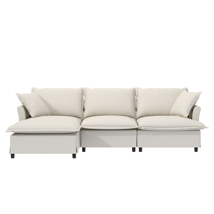 Merax Chenille Sectional Sofa with Ottoman