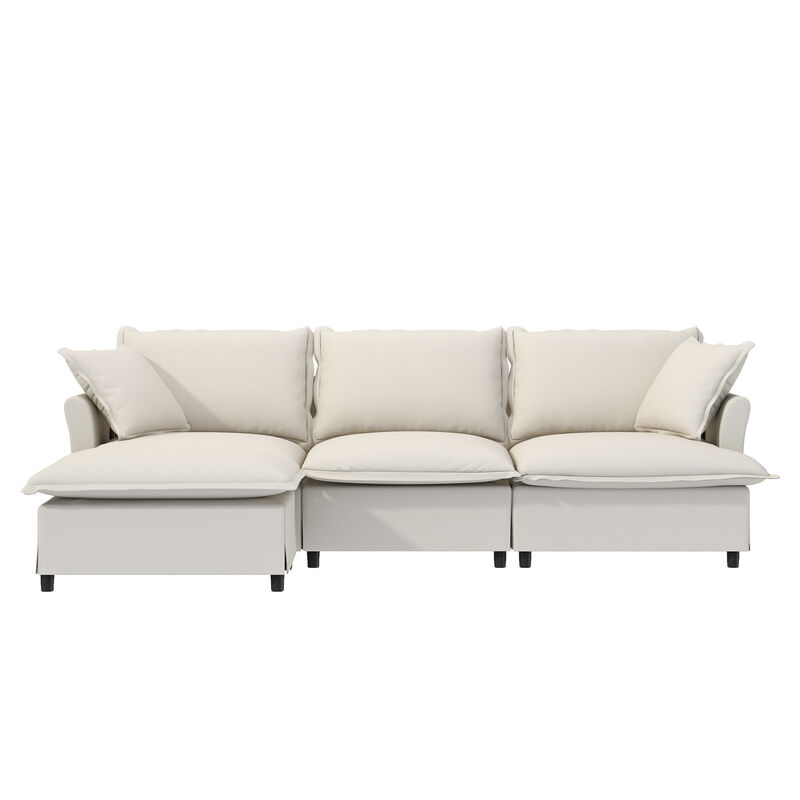 Merax Chenille Sectional Sofa with Ottoman