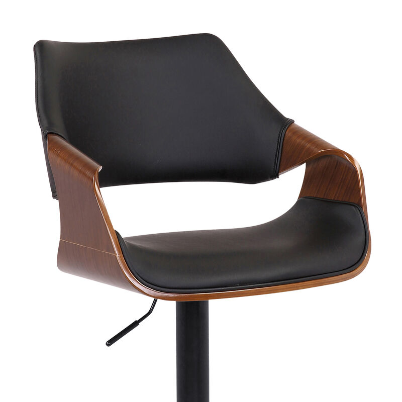 Aspen Adjustable Swivel Faux Leather and Wood Bar Stool