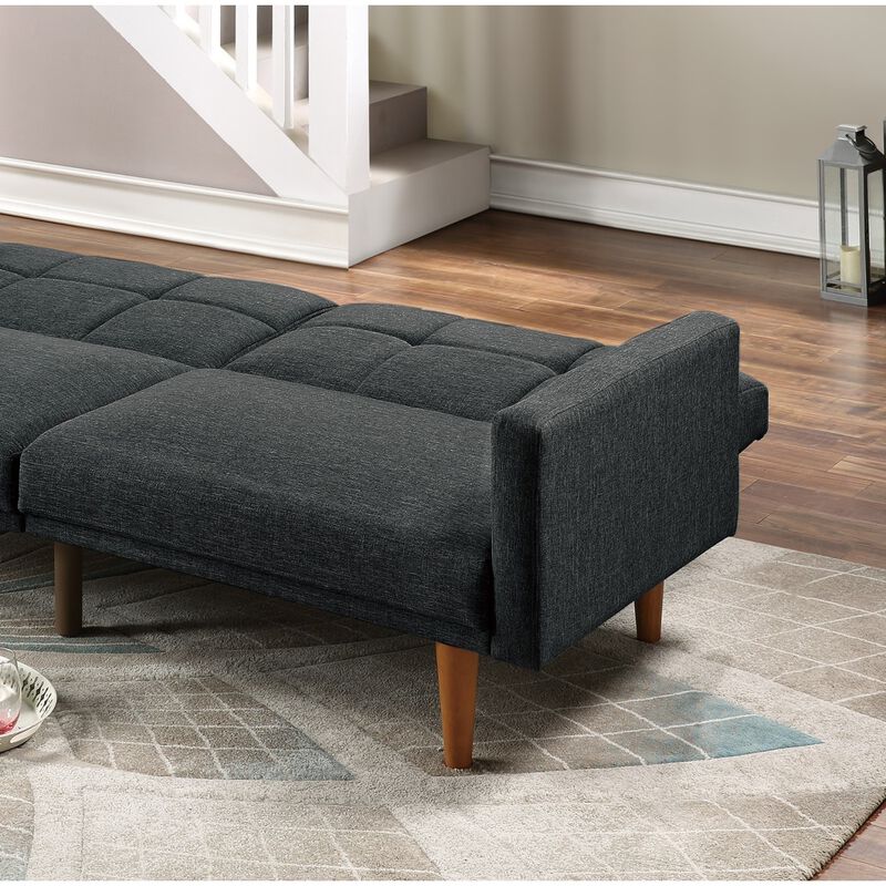 Transitional Black Sofa Bed with Wooden Legs