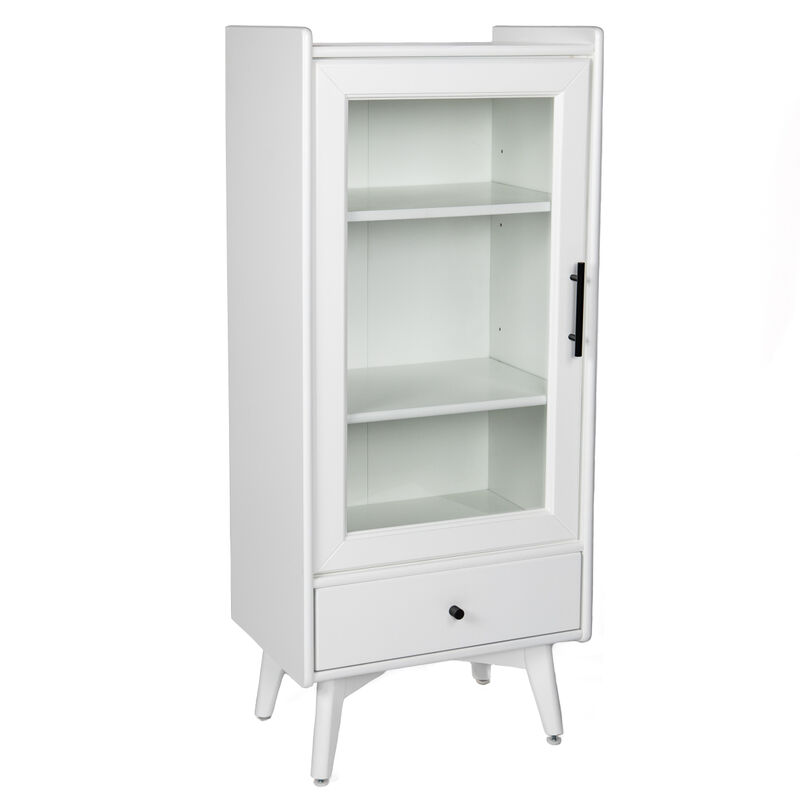 White Bathroom Storage Cabinet with Glass Door & Drawer (19.75"X13.75"X46")