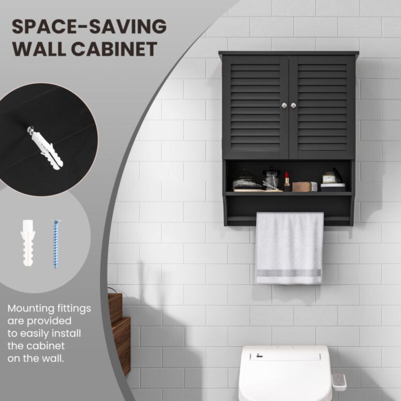 Hivvago 2-Doors Bathroom Wall-Mounted Medicine Cabinet with Towel Bar