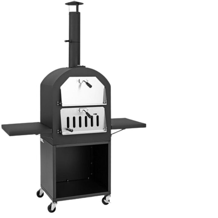 Hivvago Outdoor Pizza Oven with Protective Cover and Grill Racks and Built-in Thermometer
