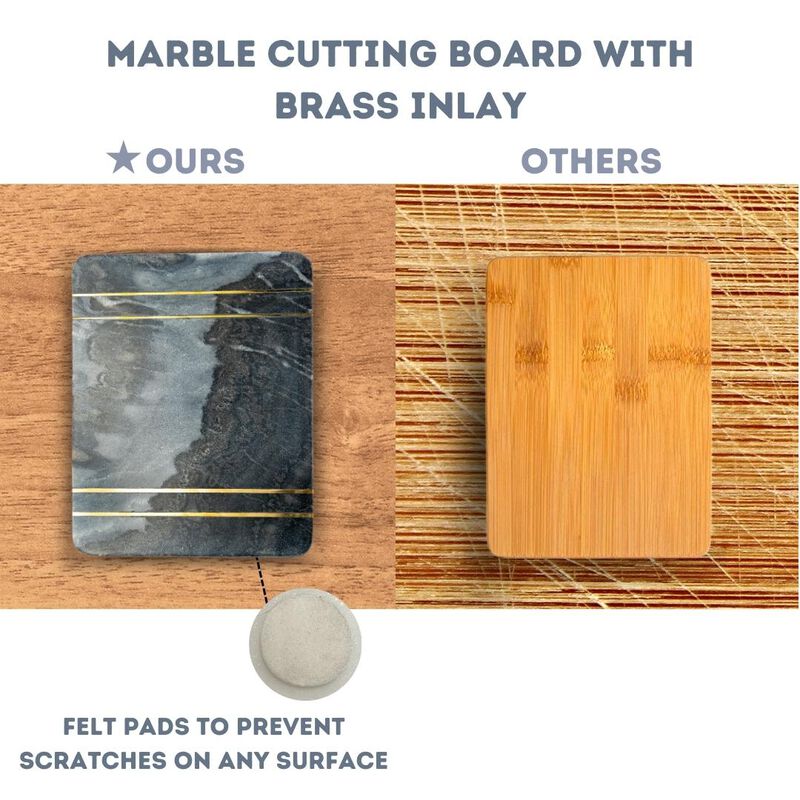 10 x 8 Grey Marble and Brass Inlay Charcuterie Board