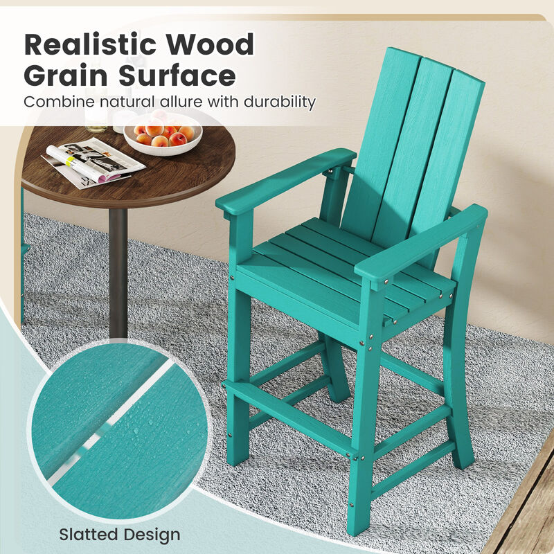 Adirondack Outdoor Bar Stool with Ergonomic Backrest – Comfortable Patio Seating