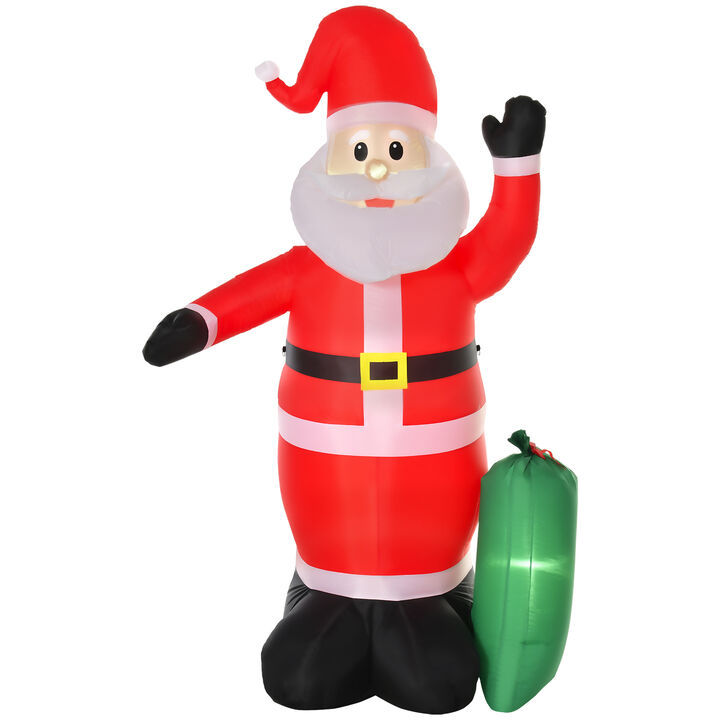 8' Christmas Inflatable Santa Claus w/Gift Bag, Yard Outdoor Holiday Decoration