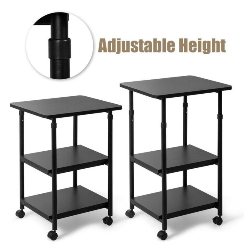 Hivvago 3-tier Adjustable Printer Stand with 360Â° Swivel Casters
