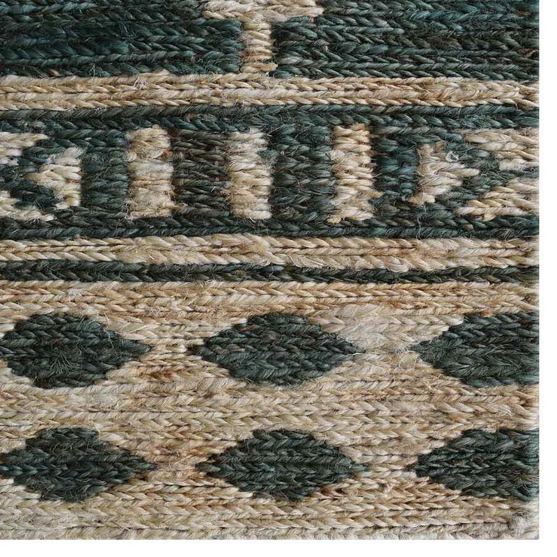 HAND KNOTTED SUMAK JUTE ECO-FRIENDLY Contemporary AREA RUGS  - 6'x9', Rectangle Shape, Beige Green Color, Contemporary, High Pile, Natural Fiber, Outdoor Indoor Handmade Area Rugs (J00084)