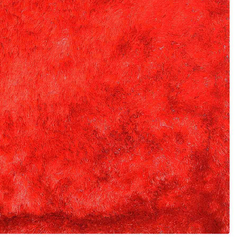 RUGSOTIC CARPETS HAND TUFTED SHAG POLYESTER ECO-FRIENDLY AREA RUGS - 4'x6', Rectangle, Light Red, Solid Plain Design, High Pile Thick Handmade Anti Skid Area Rugs for Living Room, Bed Room K00333