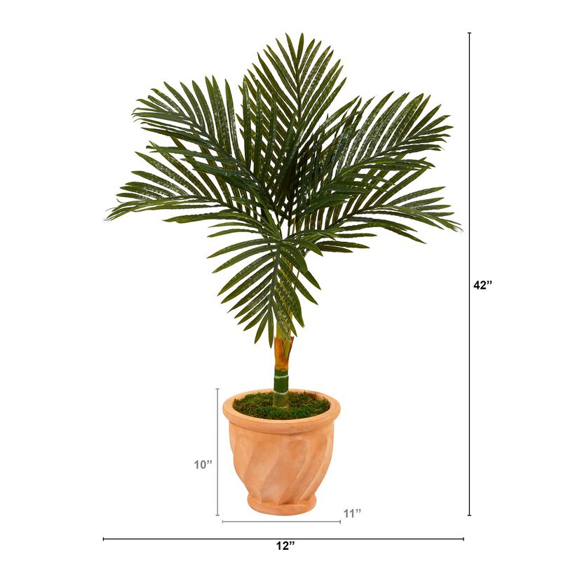 Hivvago 3.5 Feet Golden Cane Artificial Palm Tree in Terra-Cotta Planter