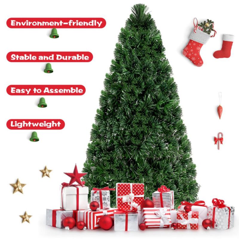 Hivvago 3' / 4' / 5' / 6' Feet Artificial Pre-Lit Fiber Optic PVC Christmas Tree