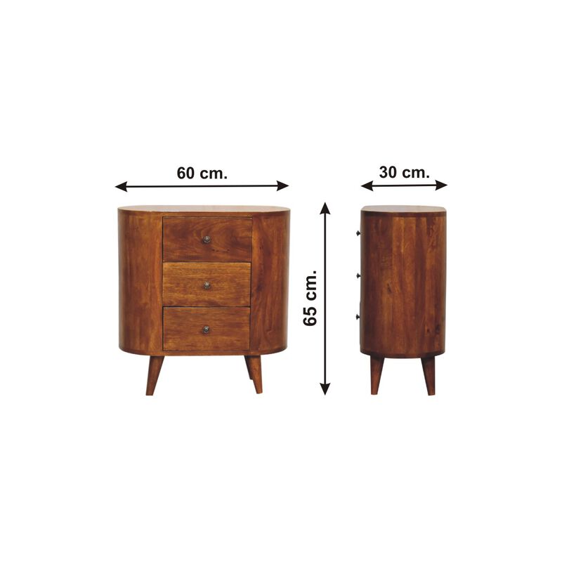 Mini Chestnut  3 Drawer Solid Wood Cabinet