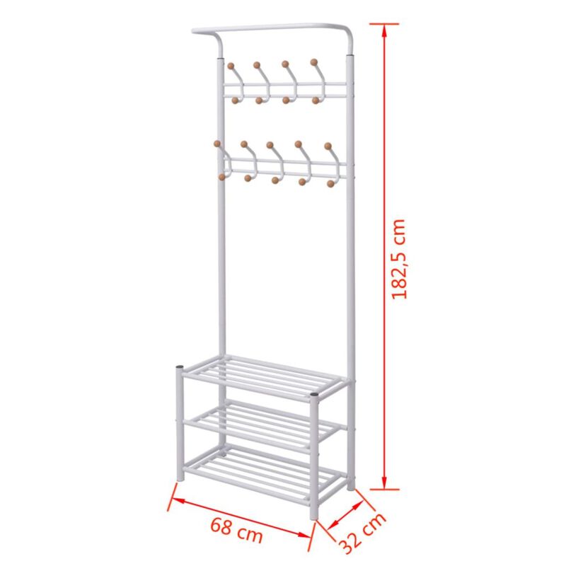 vidaXL Clothes Rack with Shoe Storage 26.8"x12.6"x71.9" White