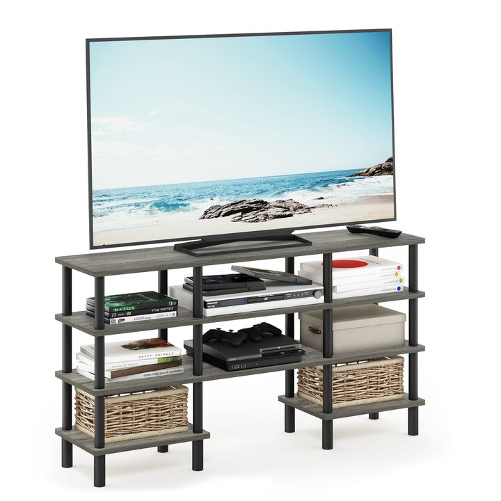Furinno Furinno Turn-N-Tube 4-Tier Multipurpose Wide Shelf TV Stand, French Oak/Black