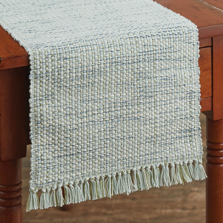 Park Designs Basketweave Table Runner 13X54 Barely Blue