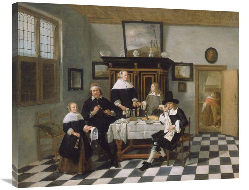 Family Group in an Interior-Canvas Art-35x28