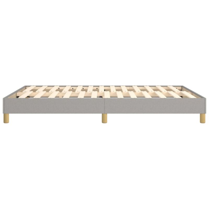 vidaXL Light Gray Box Spring Bed Frame for Queen Mattress, Fabric Upholstered and Wood Constructed Modern Style Bed Frame