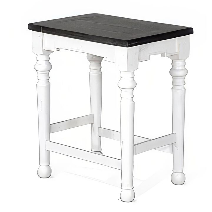Orso Counter Height Stool Set of 2, White, Dark Brown Mahogany Wood - Benzara