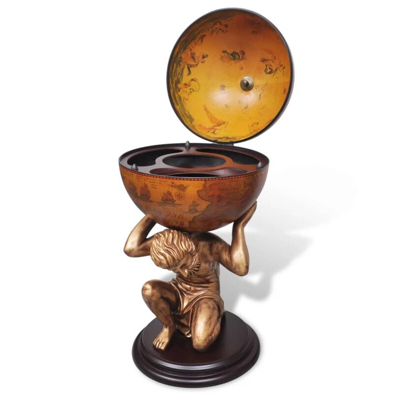 vidaXL Globe Bar Wine Stand Atlas Design 16.5"x16.5"x33.5"