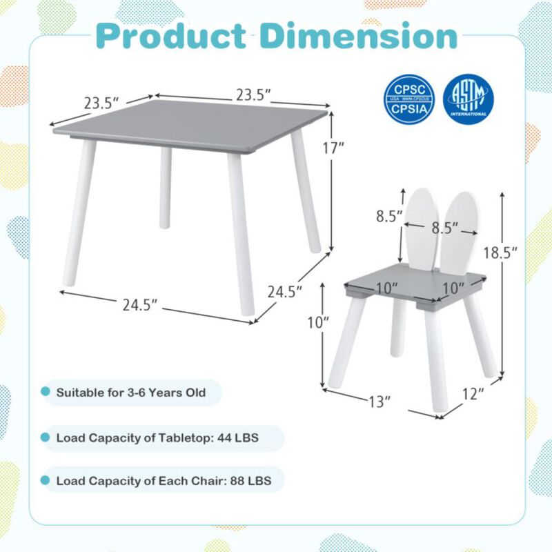 Hivvago 3 Pieces Kids Table and Chairs Set for Arts Crafts Snack Time