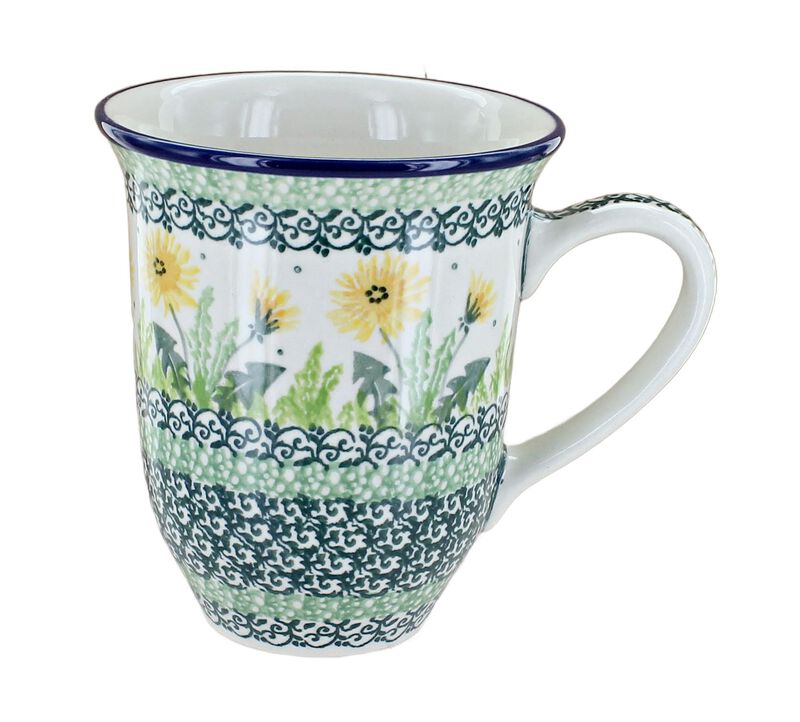 Blue Rose Polish Pottery Mosaic Beach Large Coffee Mug