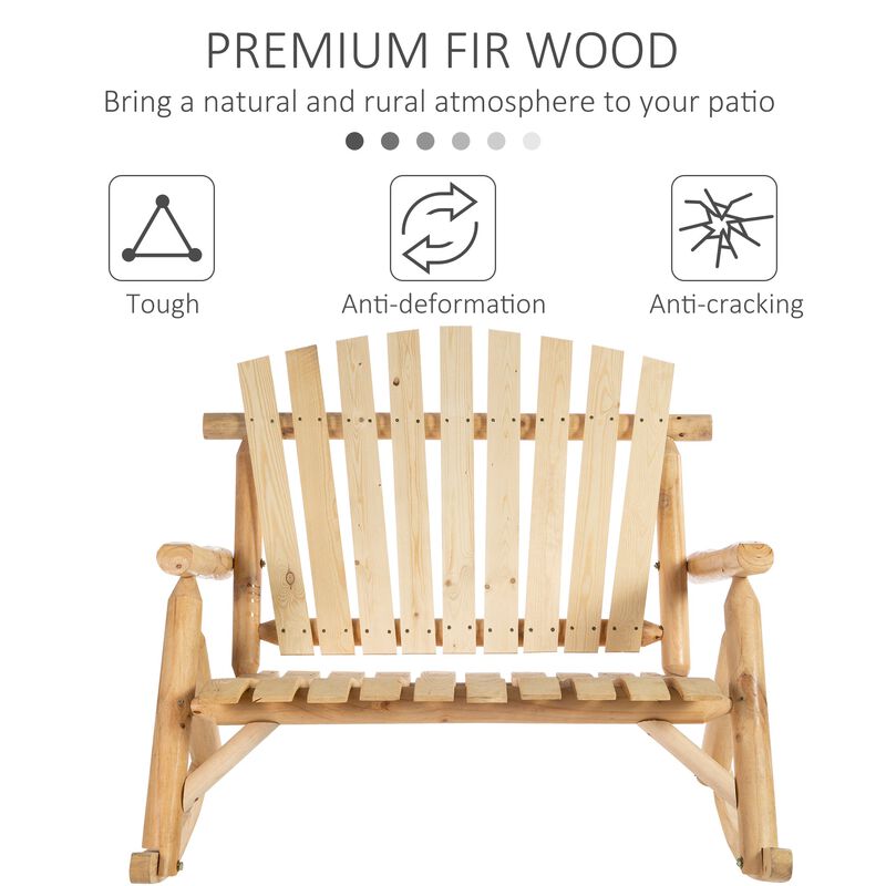 Burlywood Duo Rocker: 2-Seat Outdoor Adirondack Loveseat with High Back