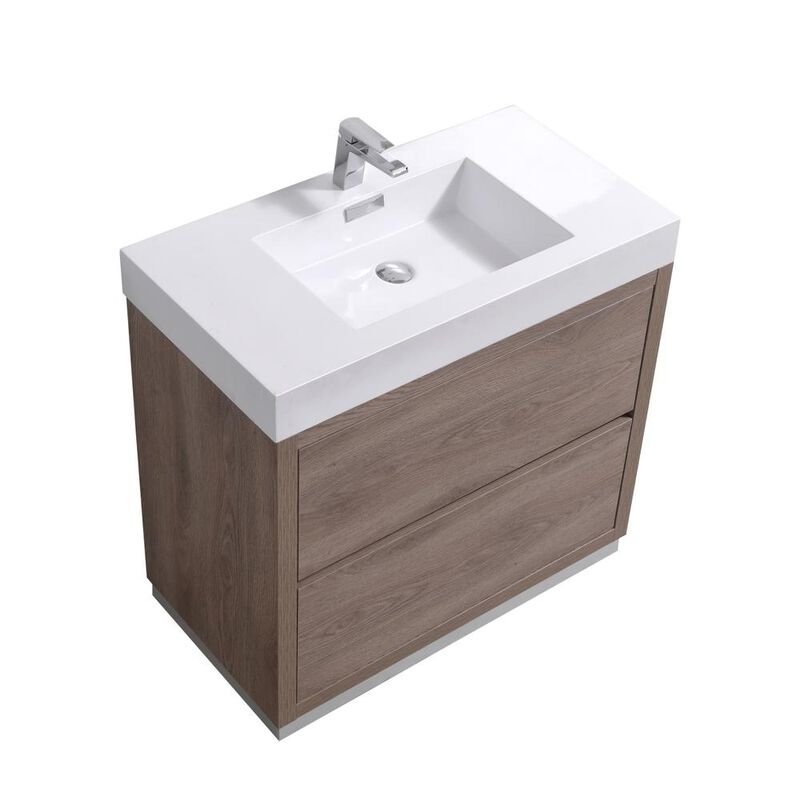 Kubebath Bliss 40 Butternut Free Standing Modern Bathroom Vanity